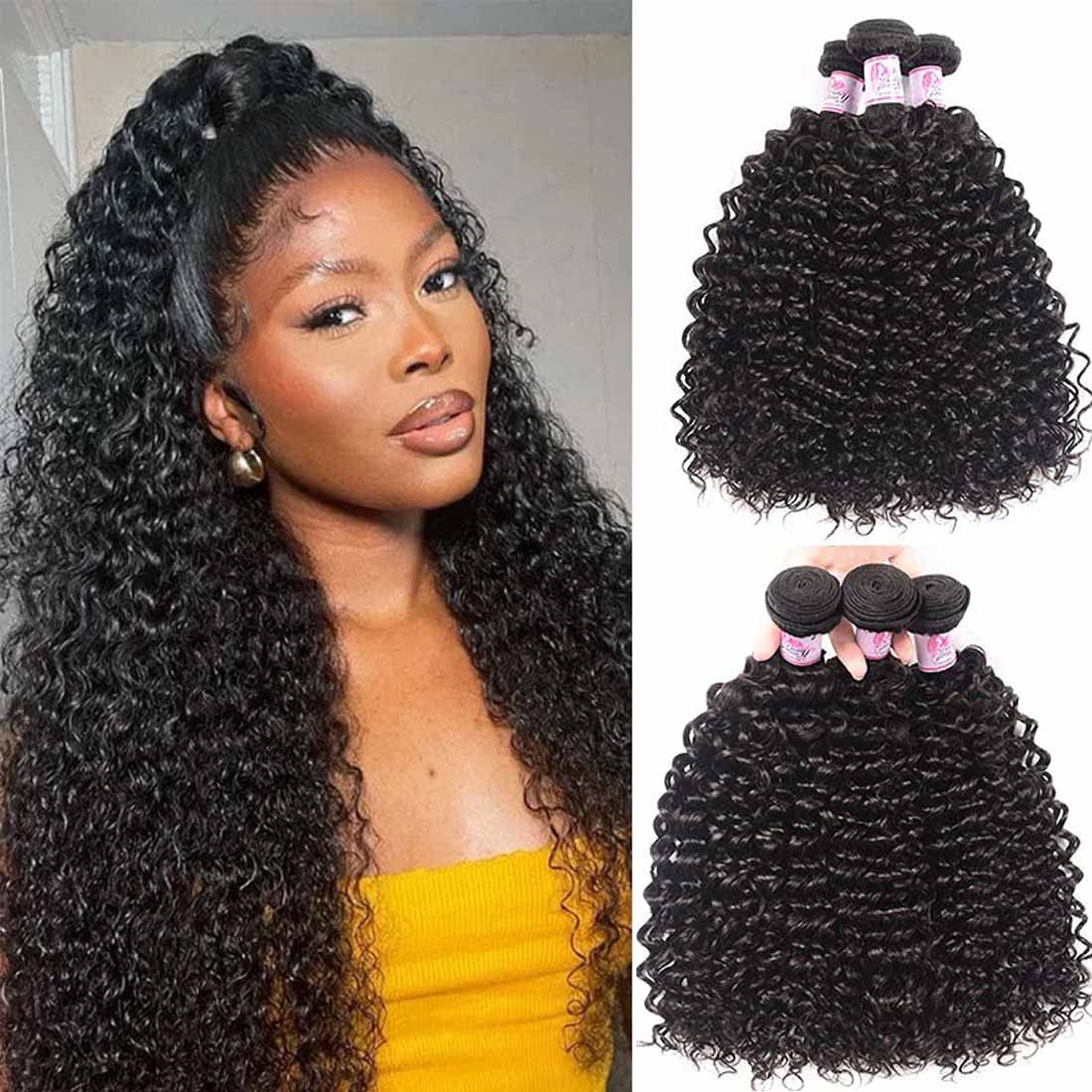 Beauty Forever Hair 8A Malaysian Virgin Curly Hair Weave 3 Bundles 100% Unprocessed Human Virgin Hair Deals Natural Color 95-100g 22 24 26 inch