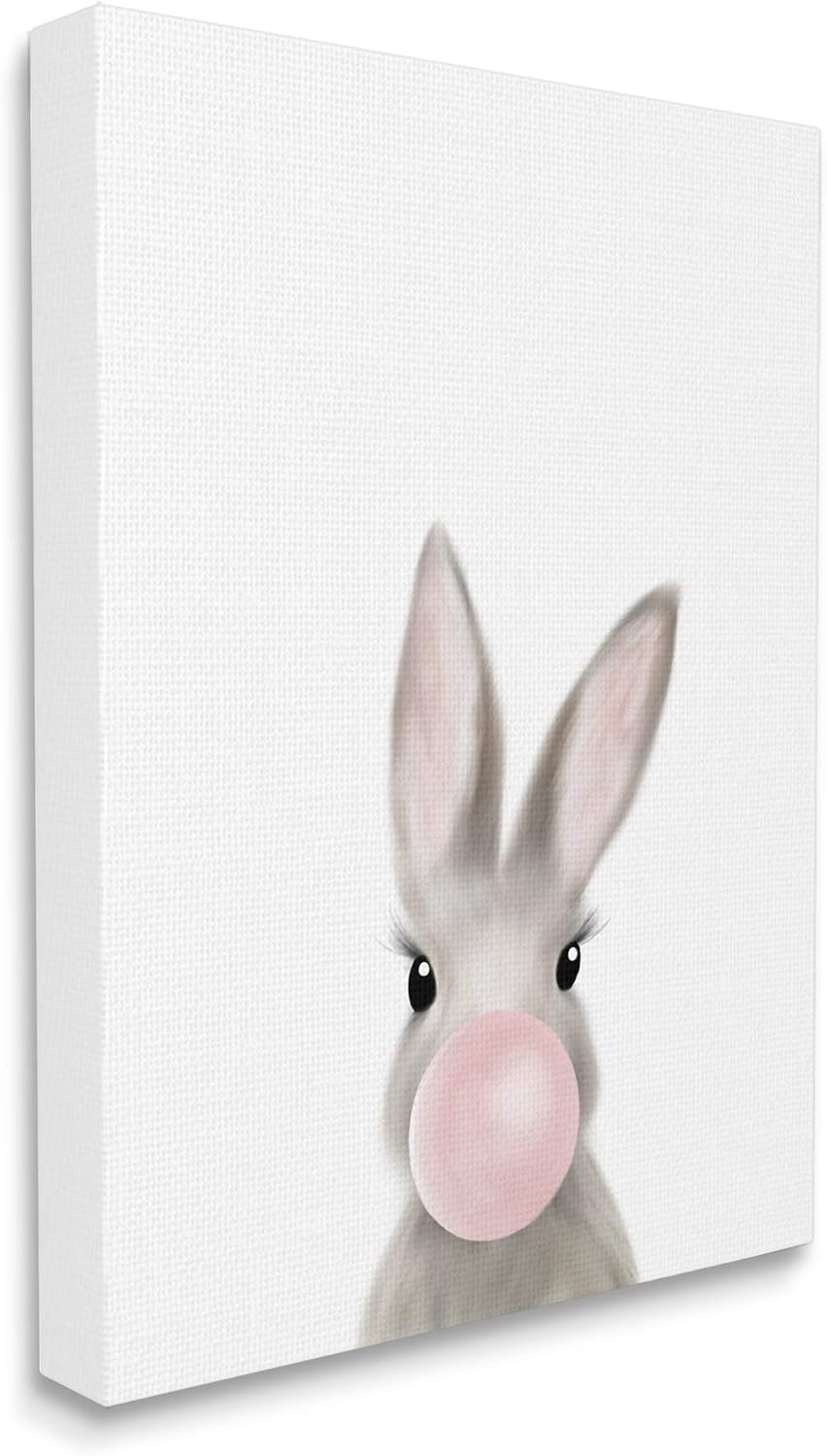 Stupell Industries Bunny with Pink Bubble Gum Forest Animal, Design by Leah Straatsma Canvas Wall Art, 16 x 20, White
