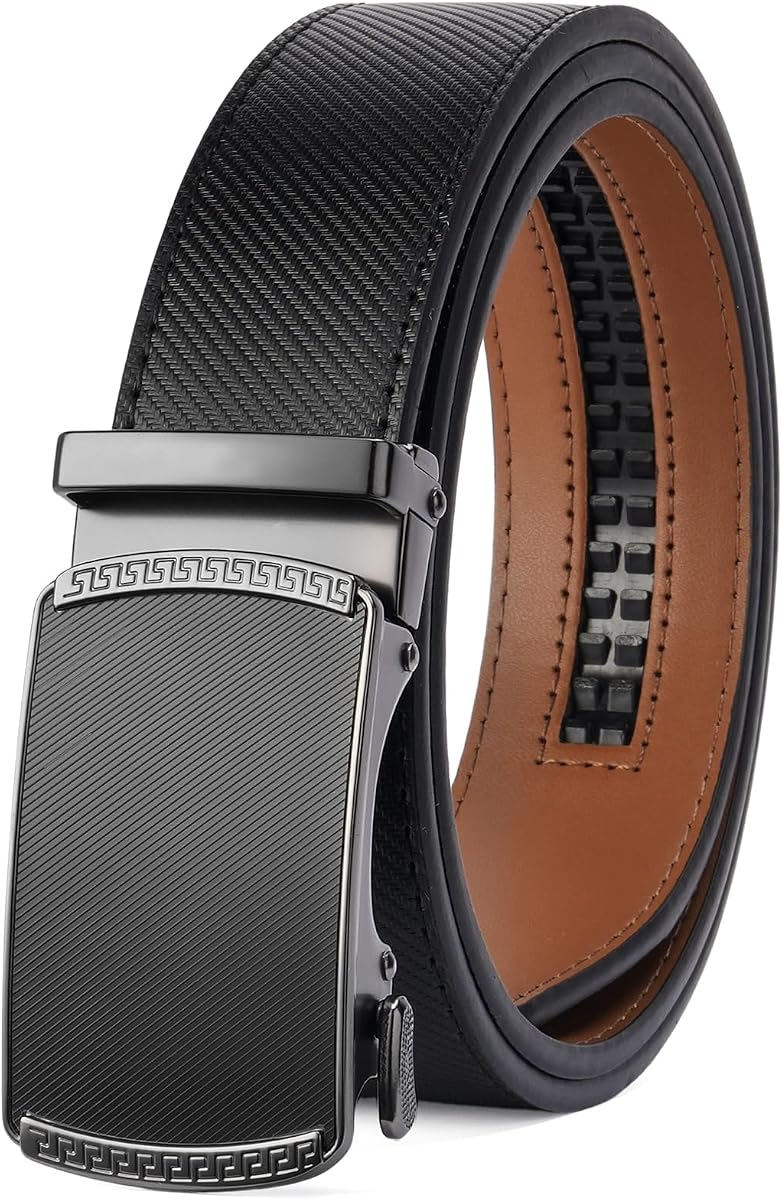 GOIACII Men Belt Ratchet Leather Belt Effortless Style for Men's Dress Casual Jeans Trim to Fit