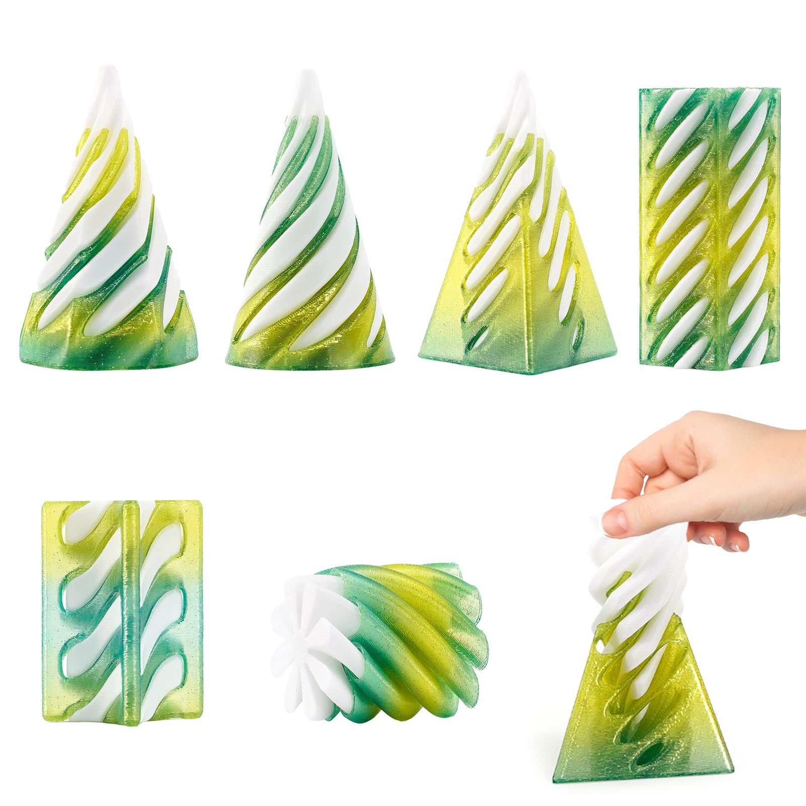 Copbopwn 6 Pcs Spiral Cone Fidget Toys Set 3D Printed Fidget Toy Cone Stress Relief Toys for Adults & Kids Sensory Fidgets for Anxiety Relief Focus Enhancement Colorful Desk Decor for Office Home