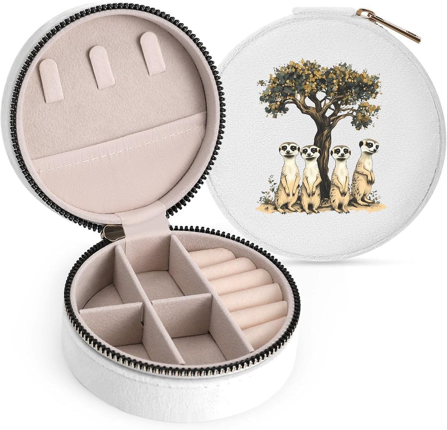 African Meerkats Travel Jewelry Case Box White-style