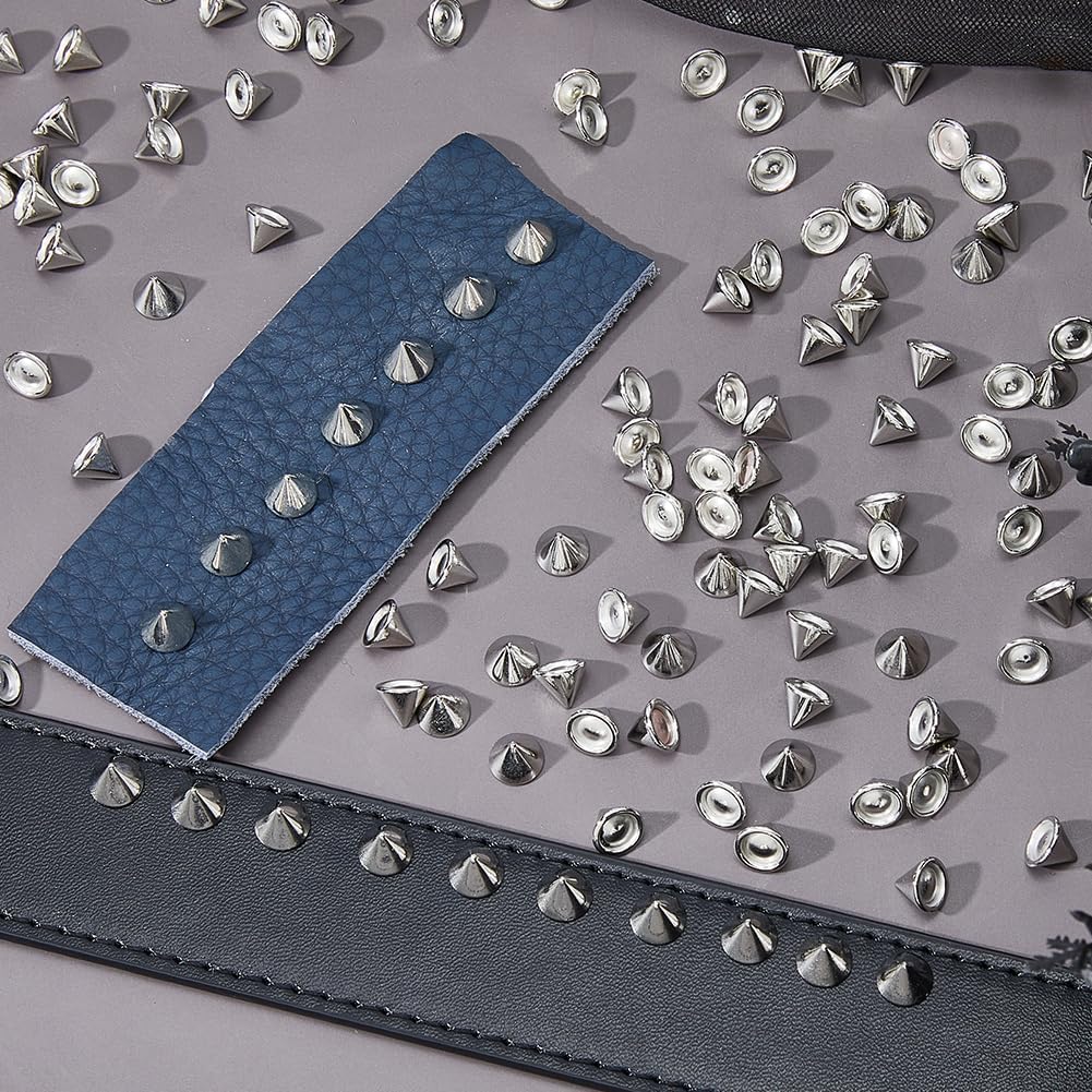 SUPERFINDINGS 2700 Pcs ABS Bullet Spike Studs 7.5mm Rivets Cone Spike Studs Beads Silver Flat Back Punk Spikes DIY Crafts Stud for Clothing Shoes Jewelry Craft Projects