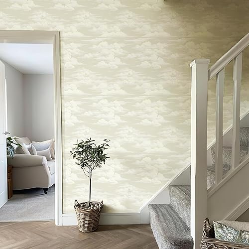 Miniatura 5 de JiffDiff Papel Tapiz Despegar y Pegar Nube Blanca Papel Tapiz para Dormitorio Mural Papel de Contacto Gris 17.3" x 118" Autoadhesivo Neutro Moderno