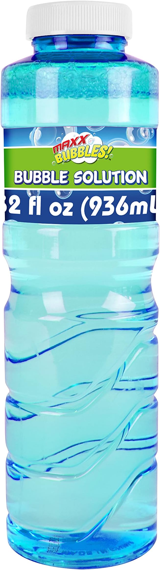 Maxx Bubbles 32 oz Bubble Solution – Easy Grip Bottle for Kids | Refill Toy Bubble Machines | Outdoor Summer Fun – Colors May Vary,Blue