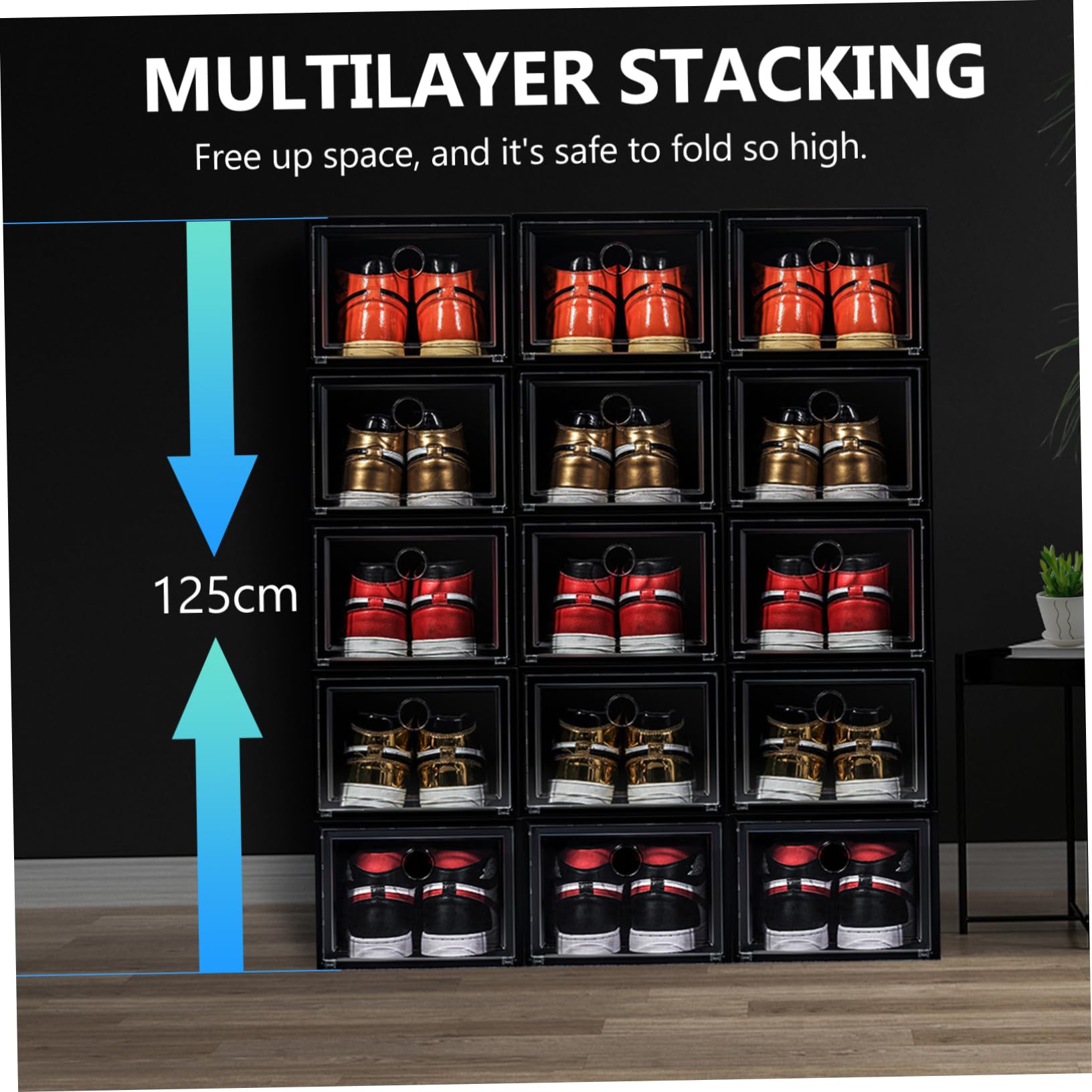 OKUMEYR 1Pc Transparent Plastic Shoes Storage Box Dustproof Sneaker Case for Home Organization Stackable Footwear Container Simple Design for Clean and Tidy Spaces