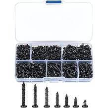 520 Pcs M3 Self-Tapping Wood Screws, Small Phillips Head Pan Round Head Screws, Black Carbon Steel Wood Screw for Plastic Wood Soft Metal - M3x6mm/8mm/10mm/12mm/16mm/18mm/20mm