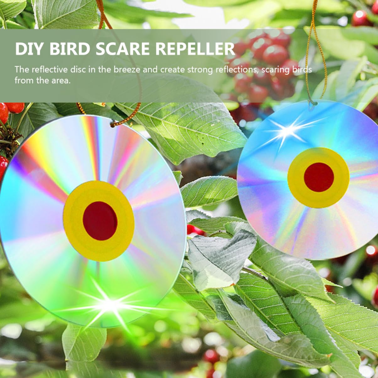 Yardwe 20 Piezas Decoración De Pájaros En El Jardín. Decoración De Pájaros Ahuyentador De Pájaros De Bricolaje CD Reflectantes El Plastico Asustar a Los Pájaros Aves