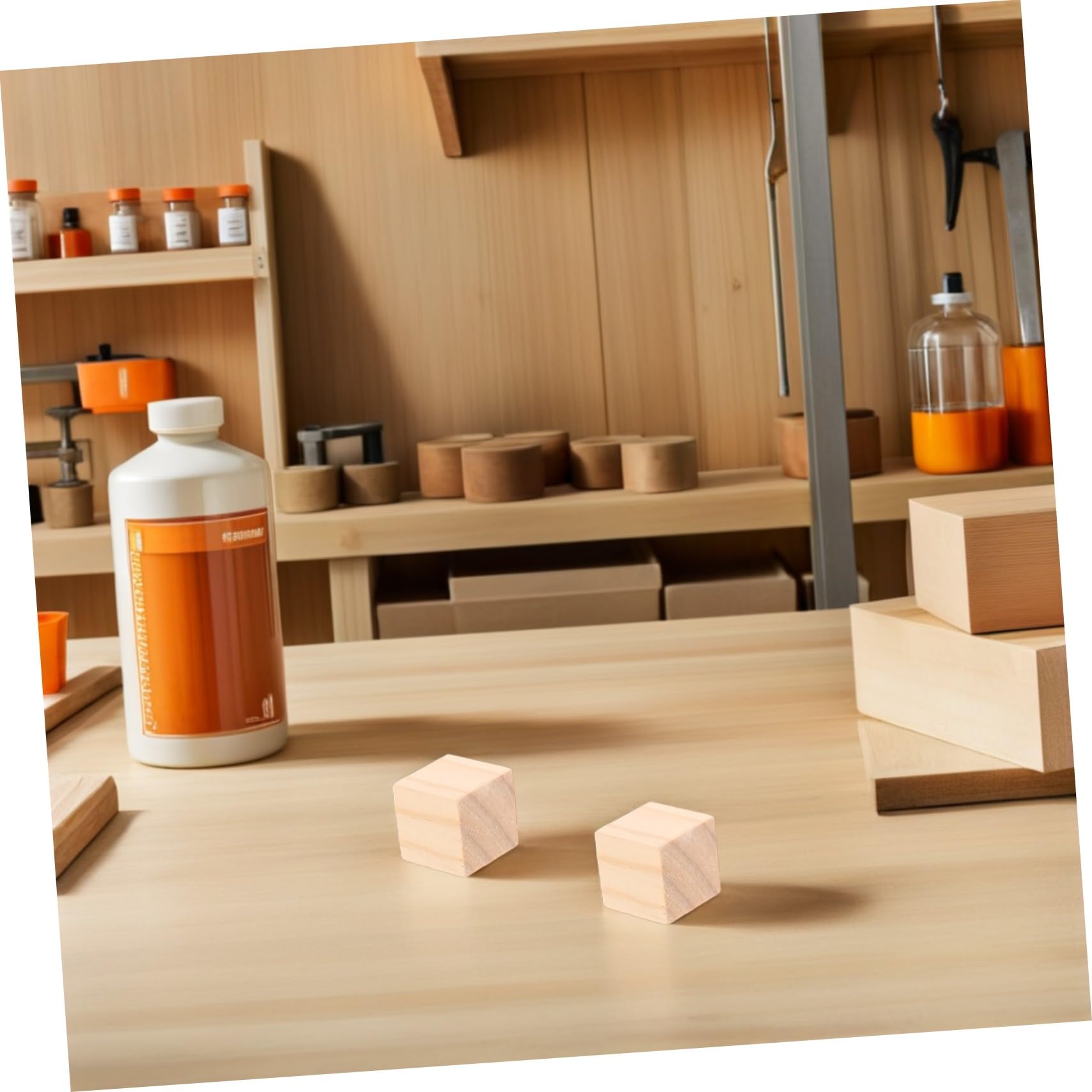 20 Stück Holzklötze Naturbelassene Quadratische Bauklötze Bausteine Montessori Stapelspielzeug Kreative DIY Holz Würfel für Vorschule und Bastelprojekte