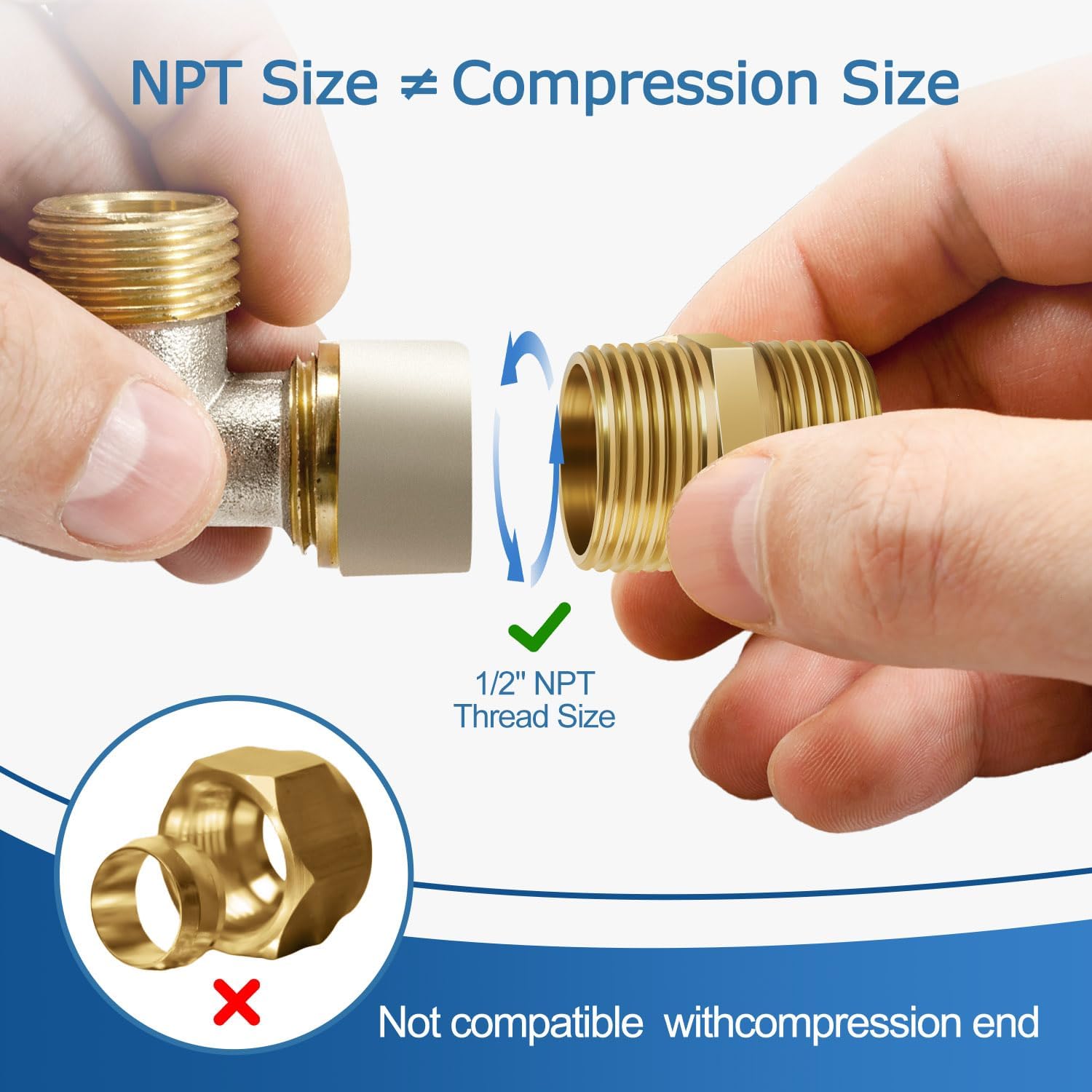 1/2 Inch Npt Brass Nipple Male To Male Pipe Fitting Adapter, Straight Connector for Hose, Brass Fittings (1/2 inch x 1/2 inch NPT Male2 Piece)