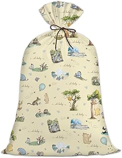 BBSTARING 1Pcs Winnie Extra Large Plastic Gift Bag, Bear Oversized Favors Gift Bags, Large Gift Wrapping Bags for Baby Shower Gender Reveal Birthday, Pooh Party Favors Supplies Decoration, 56" x 36"