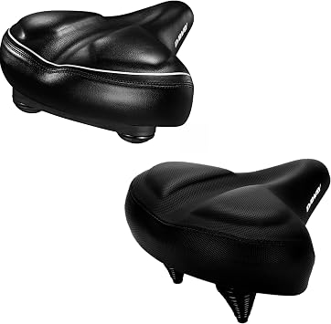 DAWAY C40 Oversized Comfy Bike Seat and DAWAY C40i Soft Padded Exercise Bike Saddle, Comfortable Replacement Bicycle Cushion for Men Women Seniors, Shock Absorbing, Universal Fit for Outdoor Indoor