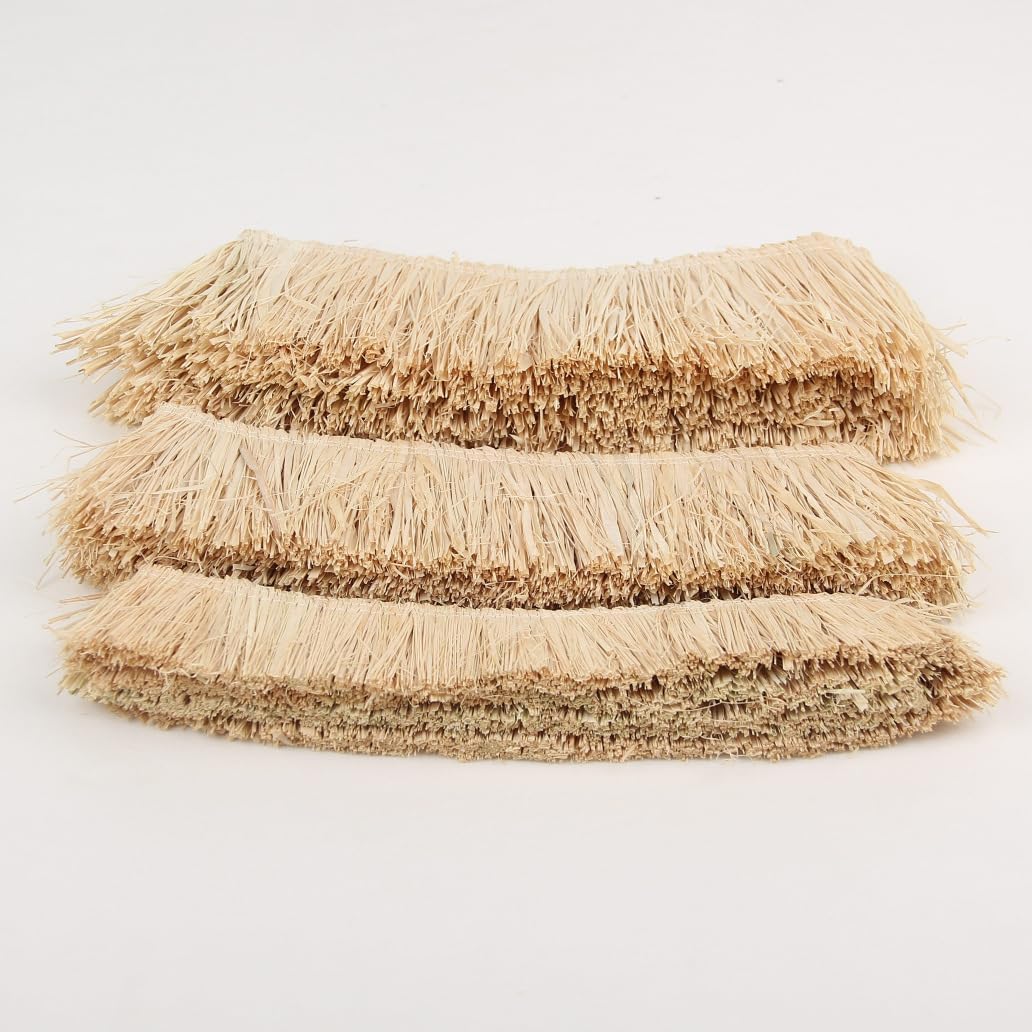 Rustic Natural Raffia Grass Tassel Fringe Trim Straw Craft Decoration for Home Wall Hanging Wedding Party DIY Crafts (M)