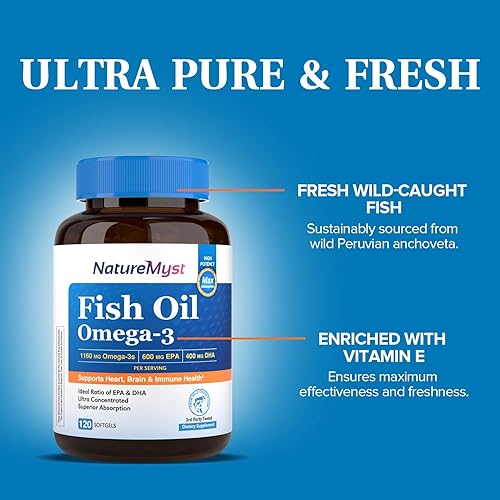 Miniatura 5 de Aceite de pescado Omega-3 2000 mg, 120 cápsulas blandas, 1160 mg de ácidos grasos Omega 3, 600 mg de EPA, 400 mg de DHA, corazón, cerebro y salud