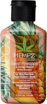 Hempz Biotin Shampoo - Sweet Pineapple & Honey Melon - For Thin/Fine Hair Growth & Strengthening of Dry, Damaged and Color Treated Hair, Hydrating, Softening, Moisturizing - Travel Size 2.25 Fl OZ
