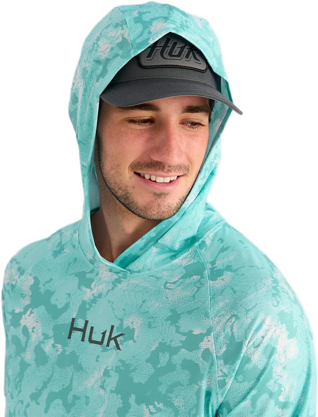 HUK Men's Airweight Hoodie, Lightweight Upf 30+ Performance Fishing Hooded Shirt With Recycled Polyester and Stretch Fabric