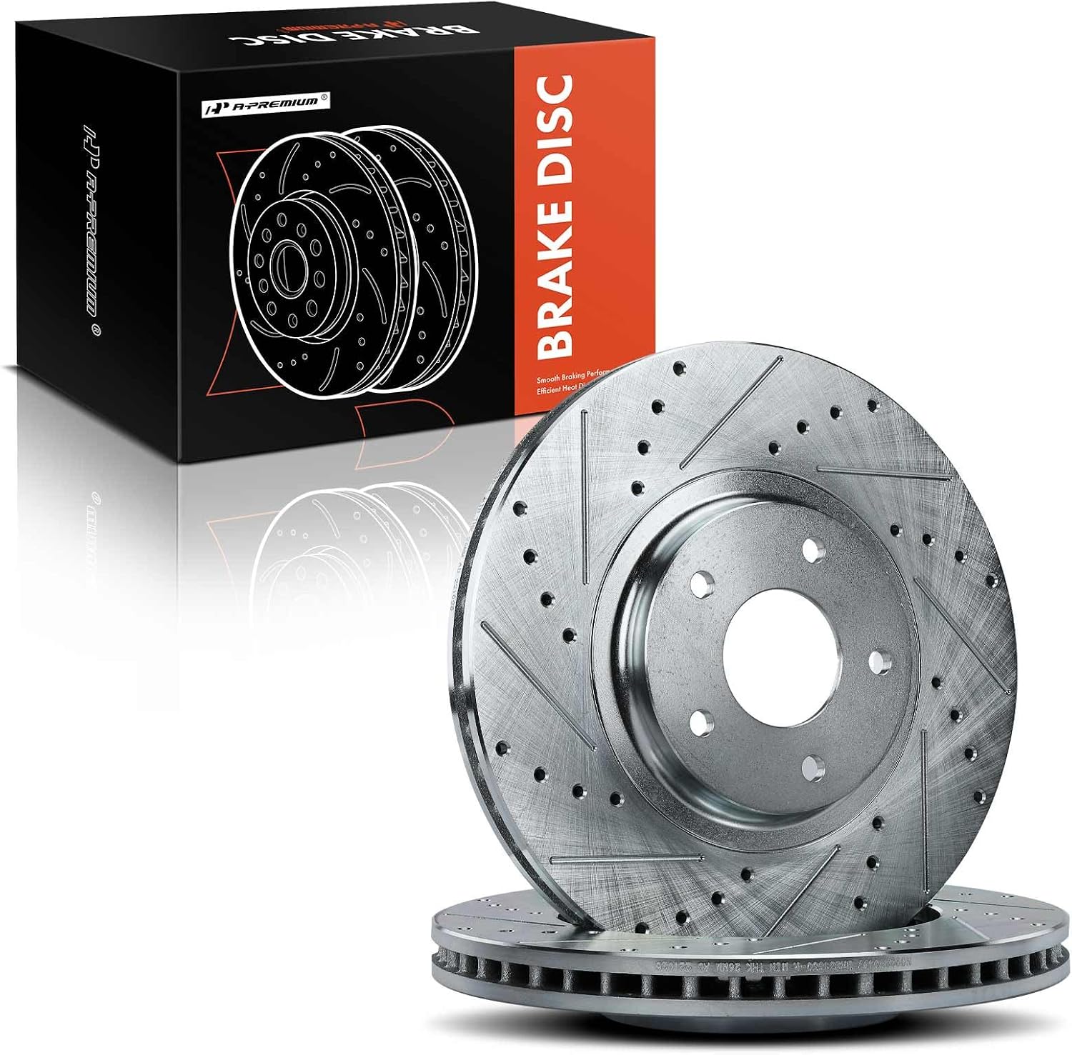 A-Premium 12.56 inch (319mm) Front Drilled and Slotted Disc Brake Rotors Compatible with Select Nissan and Infiniti Models - Altima 2005-2006, Murano 2003-2007/2009-2012, Maxima 2004-2005, FX35, FX45
