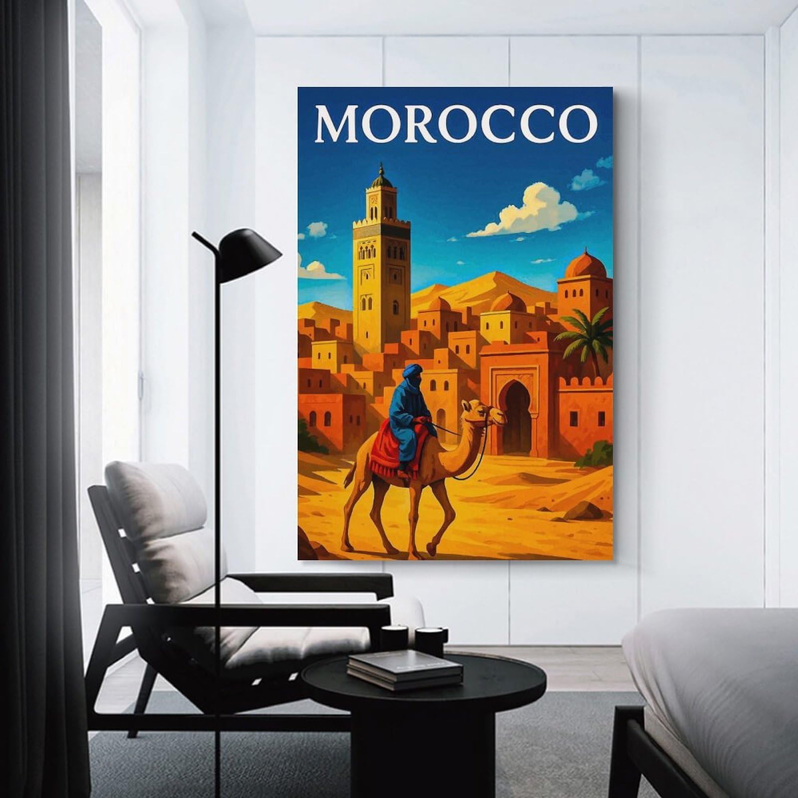 Junmoney Canvas Wall Decor Morocco Travel (3), 08x12inch(20x30cm), for Bedroom, Guest Room Or Reading Nook, Decorative Wall Art for Cosy Rooms