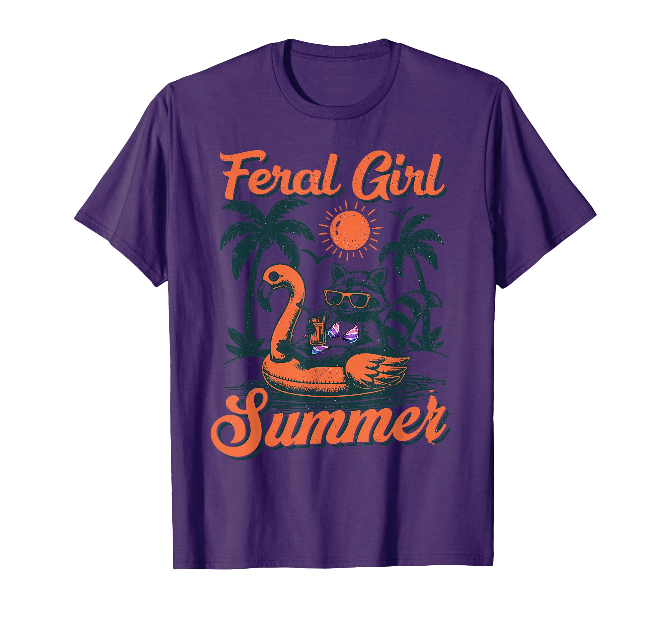 Feral Girl Funny Meme Raccoon Summer Vacation Hawaii Beach T-Shirt