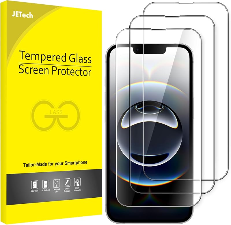 JETech Screen Protector for iPhone 17e/16e, 3-Pack | 9H Tempered Glass, Full Coverage, Scratch Resistant, HD Clear, Case-Friendly