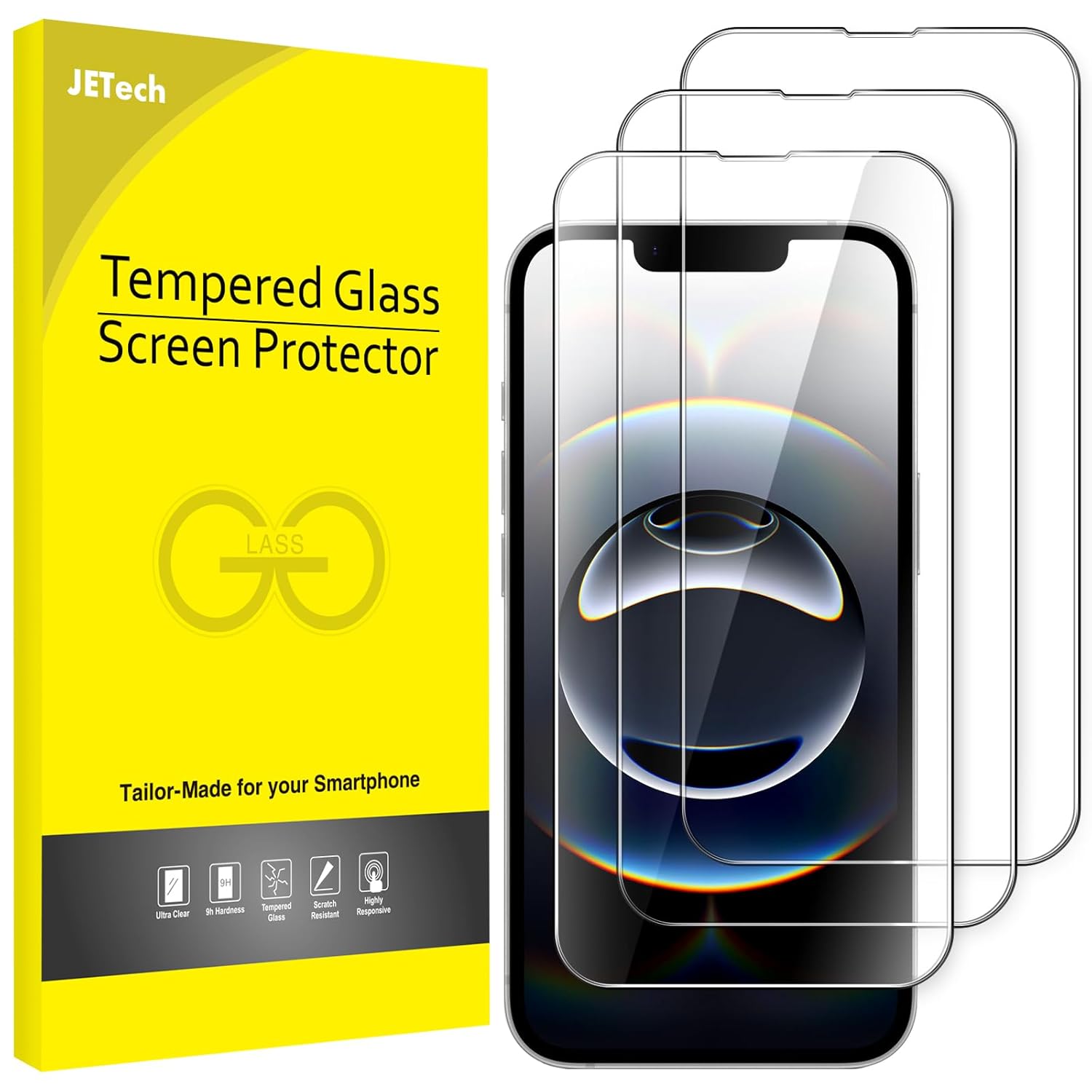 JETech Full Coverage Screen Protector for iPhone 16e 6 1-Inch 2025 9H Tempered Glass Film Case-Friendly HD Clear