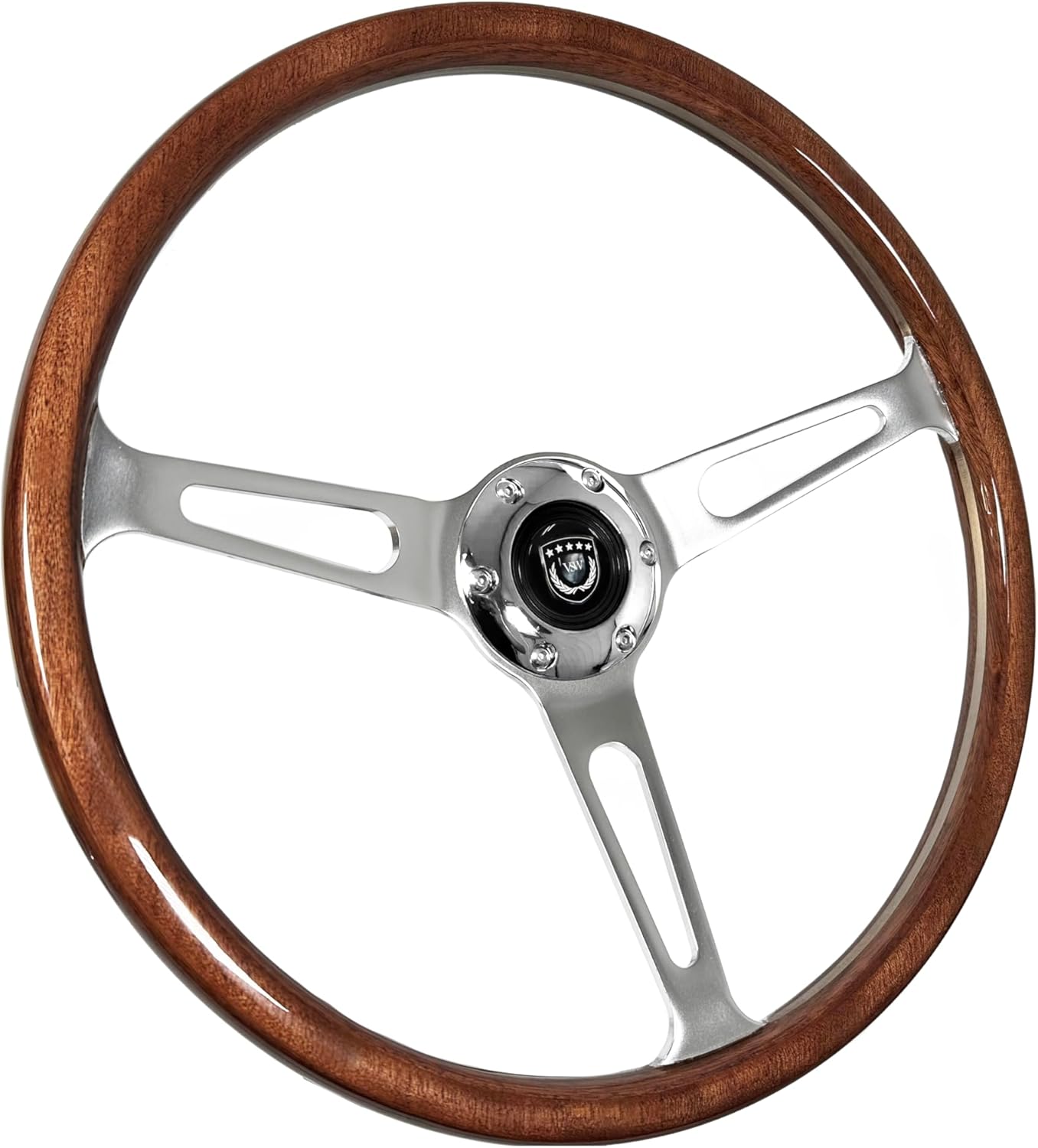 VSW S6 Steering Wheel 6 Bolt Deluxe Classic Walnut Wood Steering Wheel ST3554