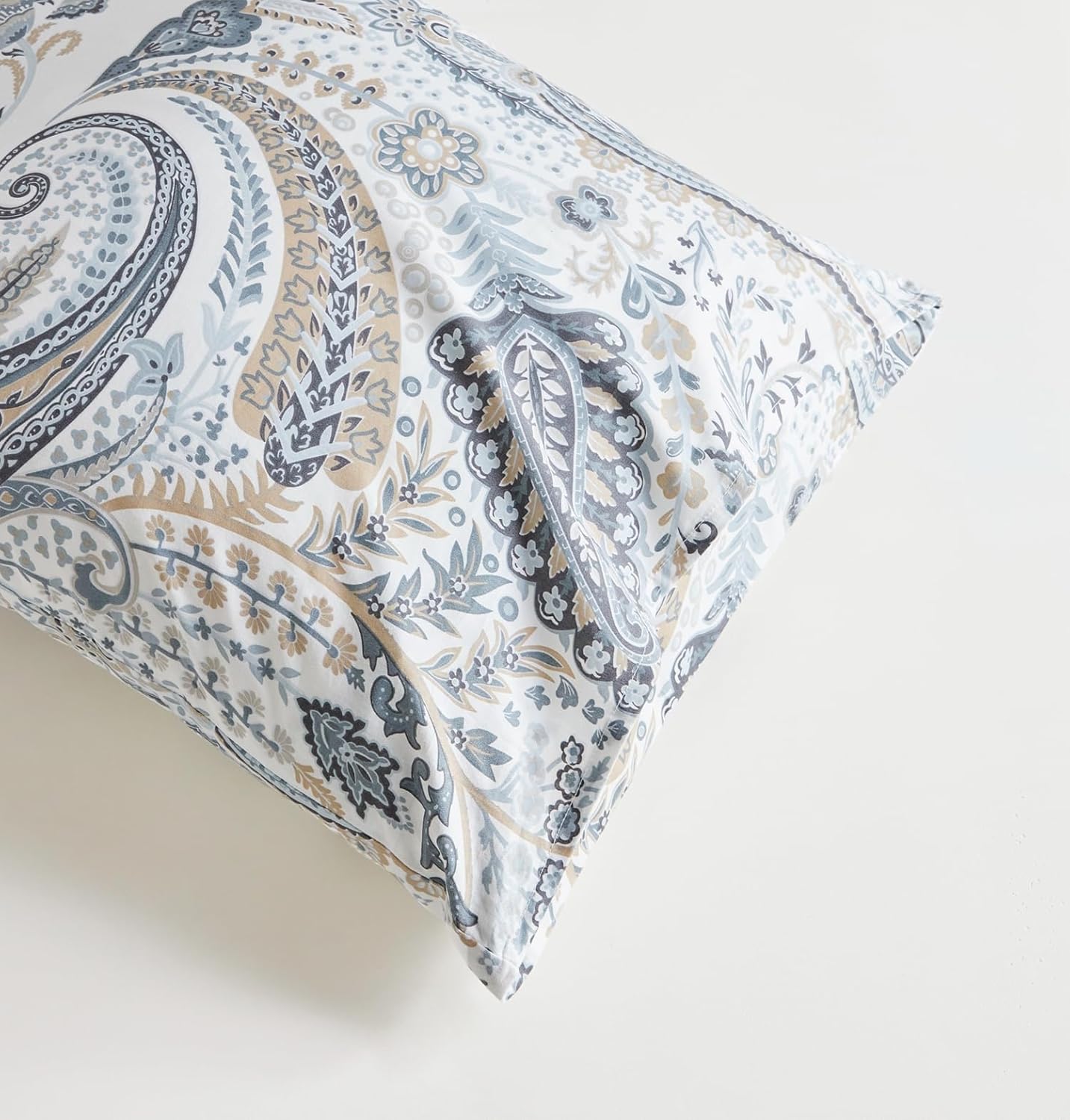 SUSYBAO Boho Paisley Duvet Cover Queen 100% Cotton 3 Pcs Set 1 Blue Bohemian Floral Duvet Cover with Zipper Ties 2 Pillowcases Classical Brown Flower Bedding Set Soft - Image 6