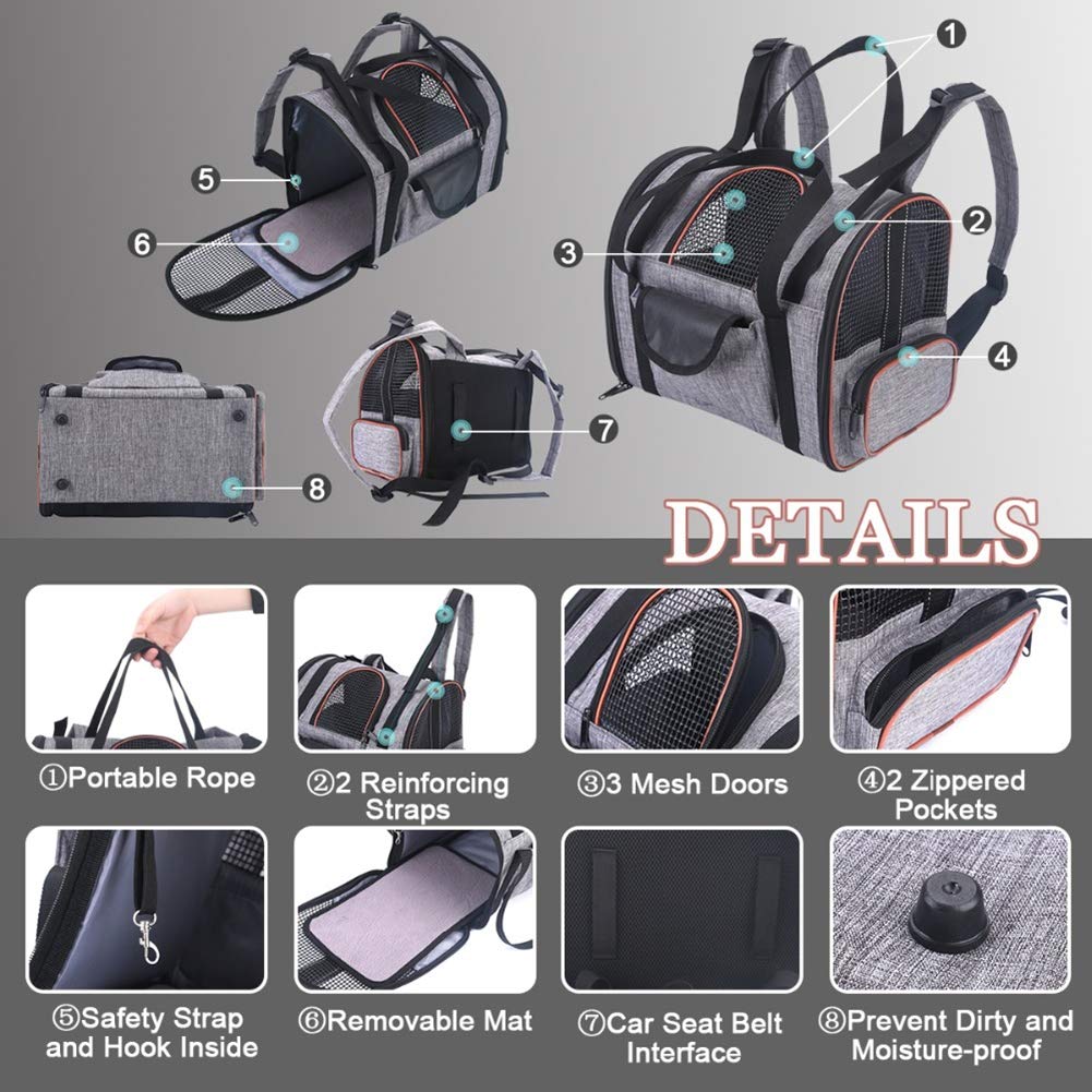 Mochila de Transporte para el pequeño Perro del Gato, Bolso Plegable Lavable Plegable para el avión de Viaje Tren Tren Avión homologado