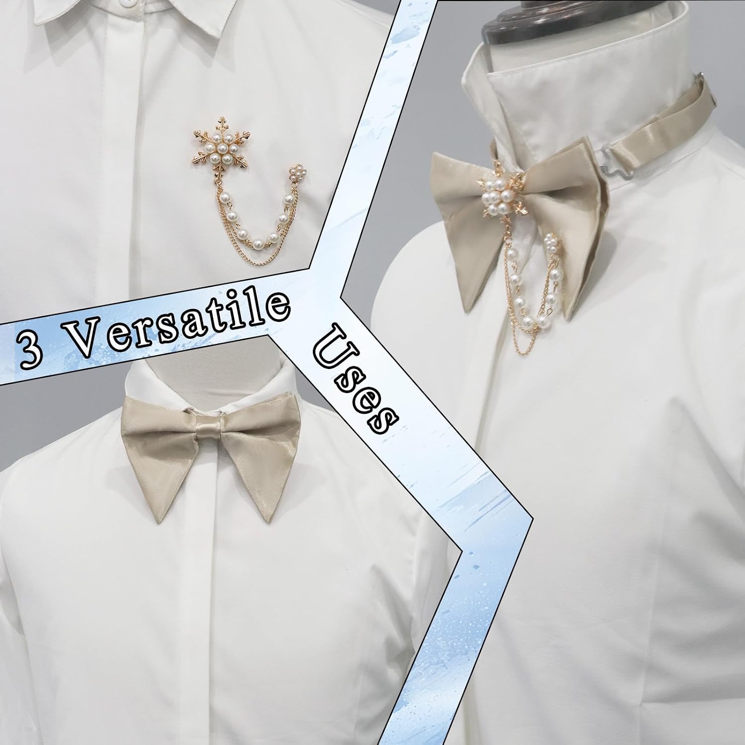 Luckyvestir Oversized Bow Ties for Men Detachable Pre Tied Bow Tie With Pearl Decoration Bowtie for Tuxedo Wedding Banquet