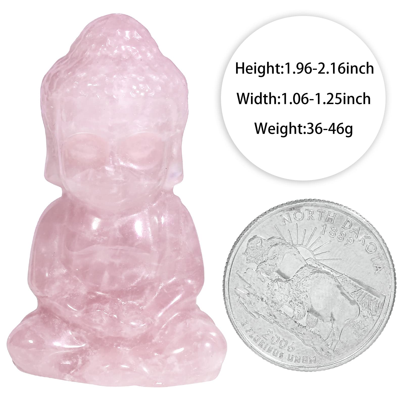 Nupuyai Rose Quartz Crystal Stone Lucky Baby Buddha Statue Ornament - Image 2