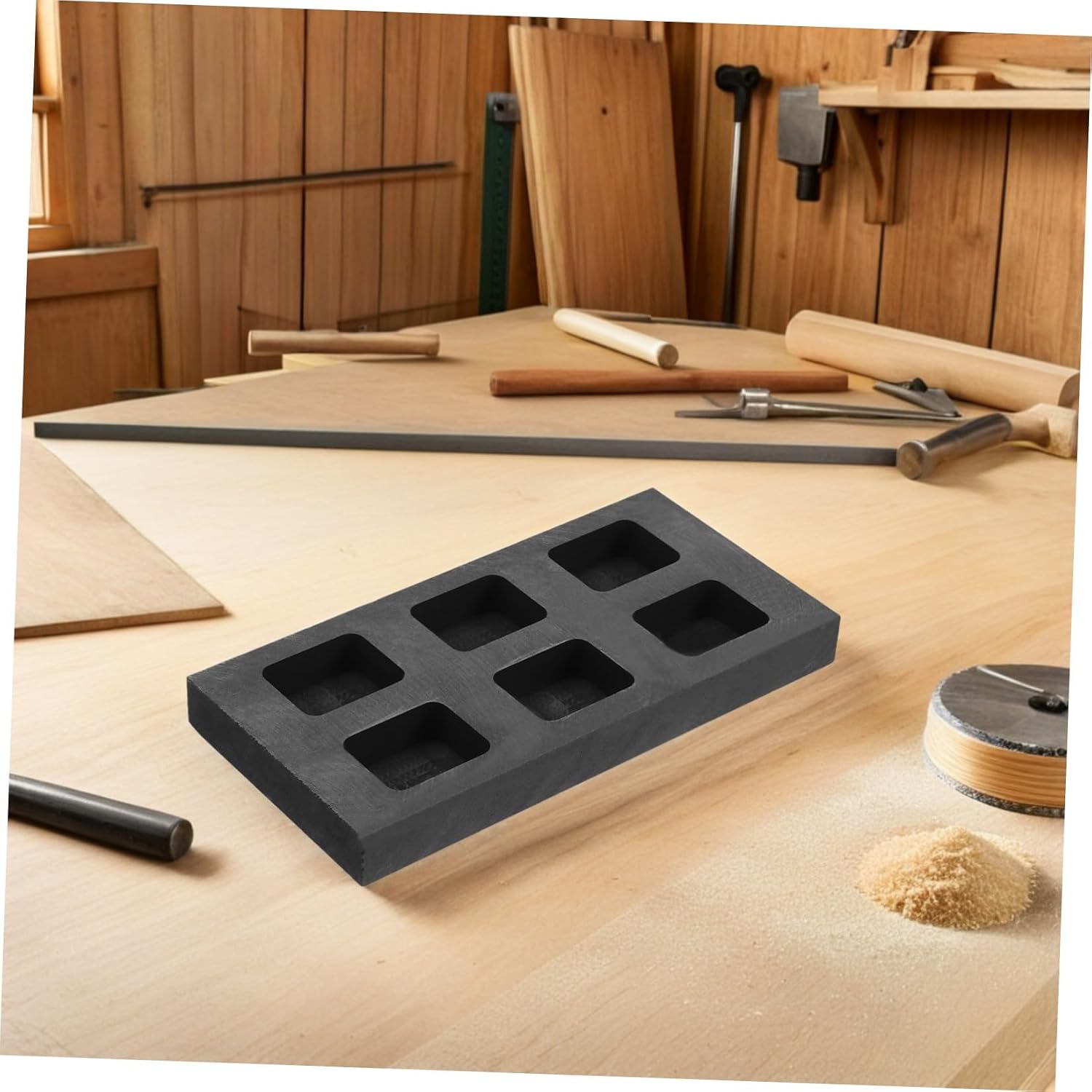 MAGICLULU Graphite Jewelry Casting Mold 6-Slots Metal Smelting Crucible for Gold and Copper Alloy Melting Reusable Suitable for Alloy Manufacturing