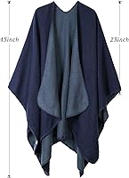 Vista 2 de Chal de punto para mujer, a cuadros, con parte delantera abierta, tipo poncho, tipo capa envolvente