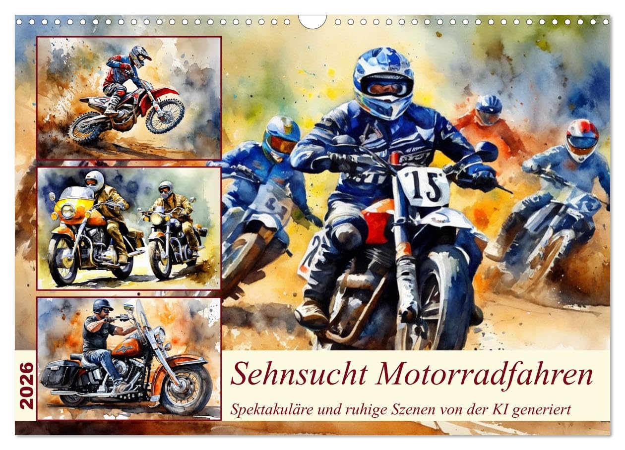 Longing to ride a motorcycle UK-Version (Wall Calendar 2026 DIN A3 Landscape), CALVENDO 12 Month Wall Calendar — image 1