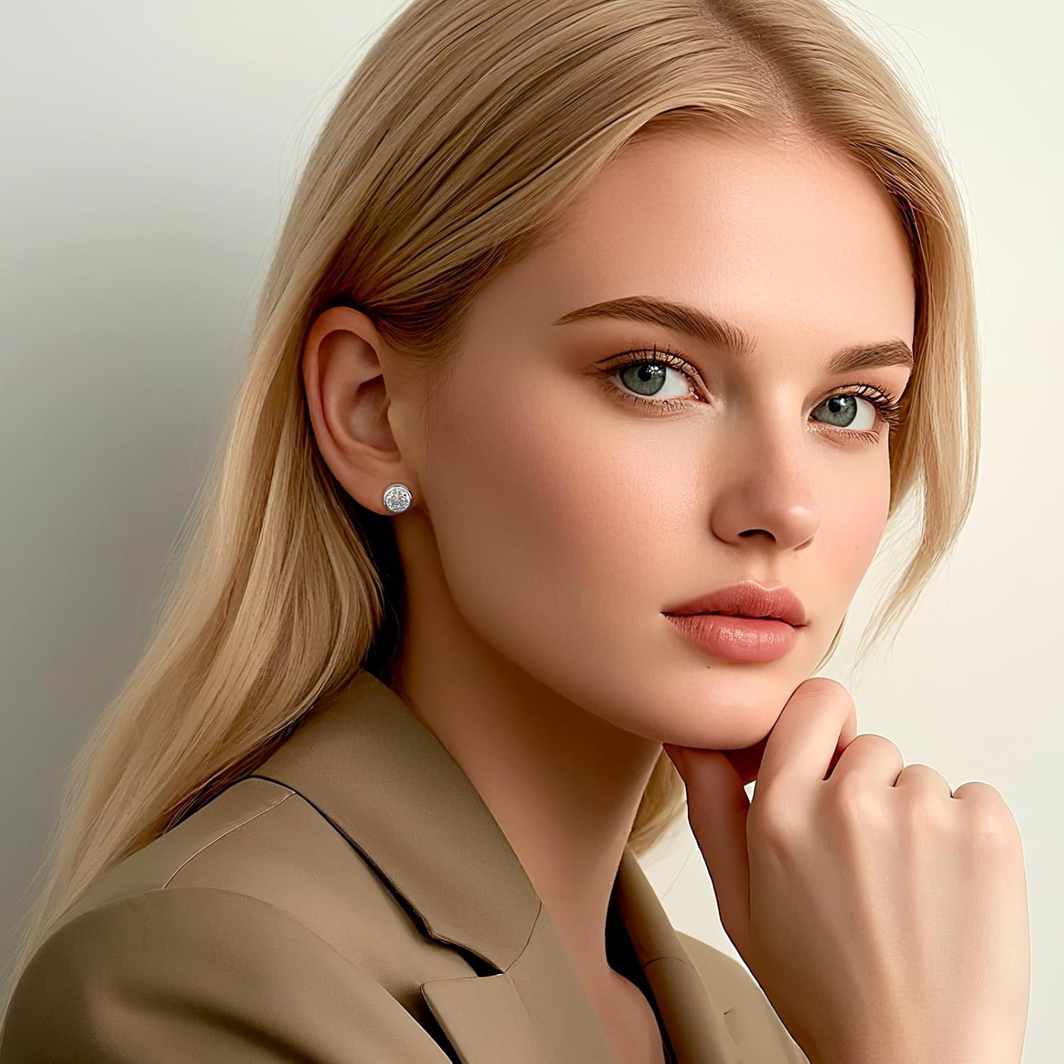 925 Sterling Silver Round Cubic Zirconia Stud Earrings for Women Sparkly Earrings - Image 3