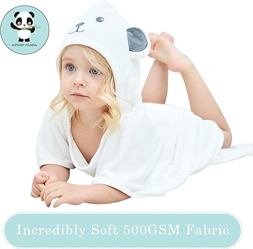 Miniatura 4 de HIPHOP PANDA Toalla de baño con capucha de bambú Toalla suave con capucha con orejas de oso para bebé niño pequeño perfecta para niños y niñas Oso