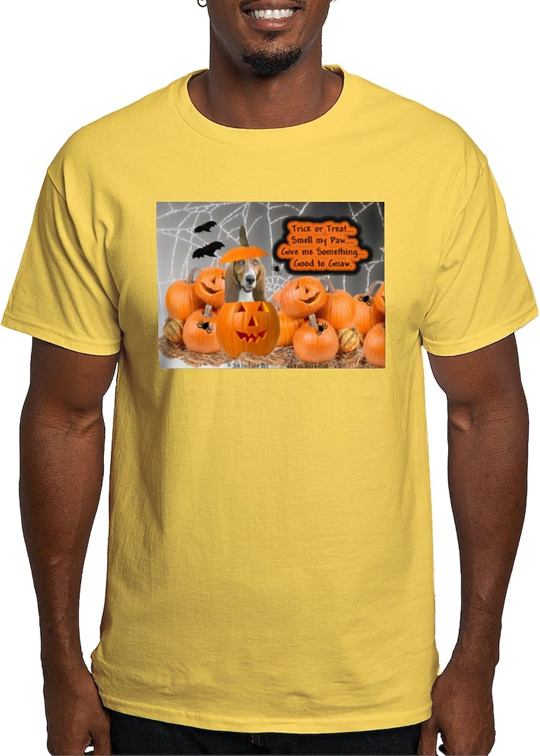 CafePress Basset Hound Halloween Ash Grey T Shirt Men's 100% Cotton, Classic Graphic White T-Shirt