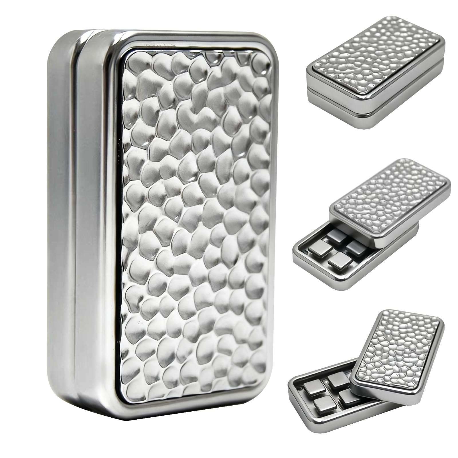 Fidget Sliders Metal Push Slider Card, Juguete magnético Plateado para Adultos, Adecuado para TDAH, ansiedad, antiestrés, Accesorios para aliviar el estrés