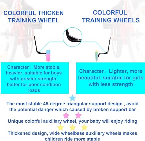 Miniatura 2 de Ruedas de entrenamiento para bicicleta, par de ruedas traseras resistentes con estabilizadores, kit montado para niños y niñas, bicicletas de una