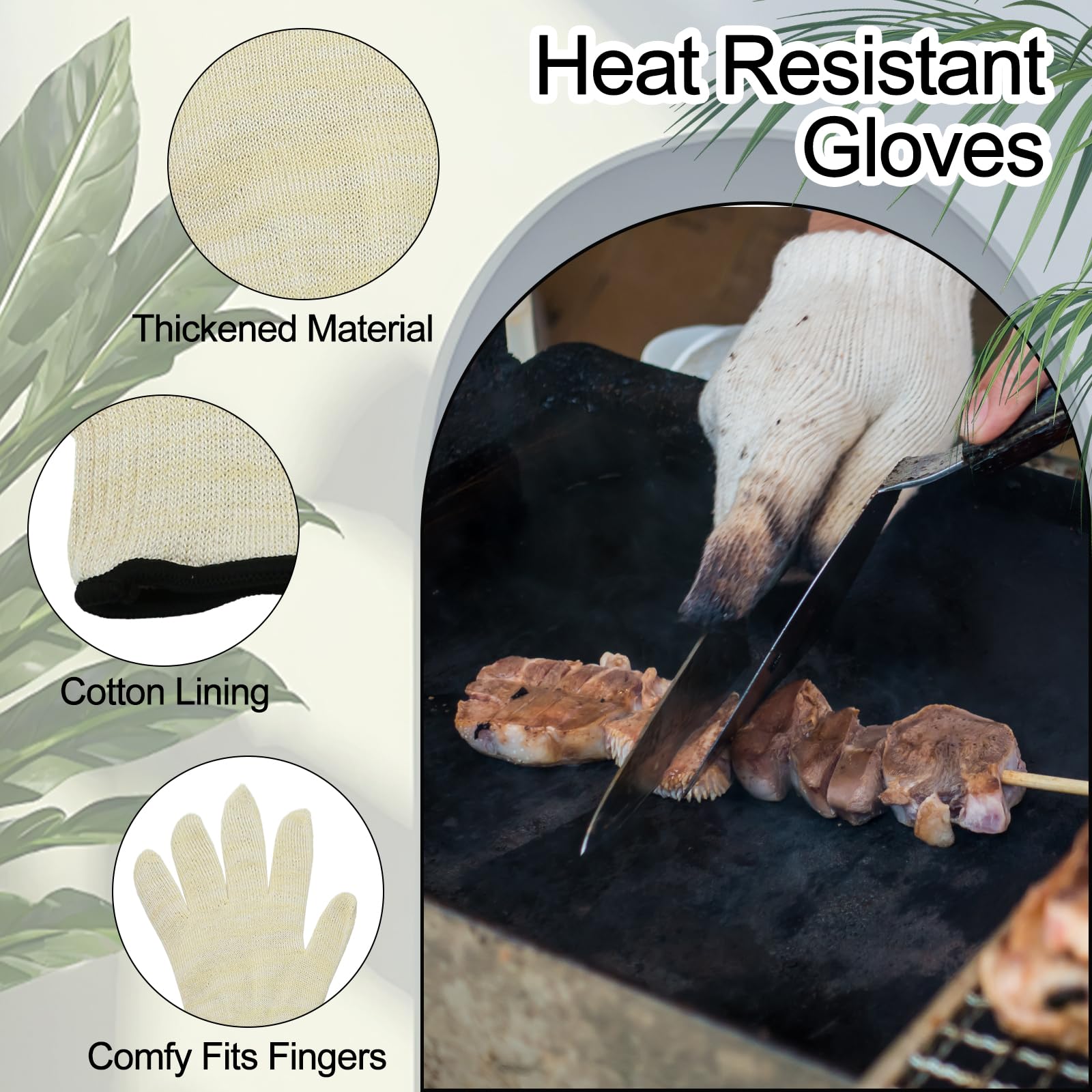 Luomorgo 1 Pair Heat Resistant Gloves, 500°C / 932°F Oven Gloves Oven Mitts, Hot Food Gloves for BBQ, Grilling, Baking, Cooking