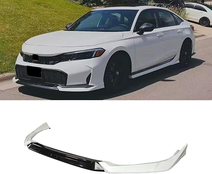 Front Lip for 2025 2026 Honda Civic 11.5th Gen Yofer Style Painted Gloss Black + White Front Bumper Lip Splitter Kit