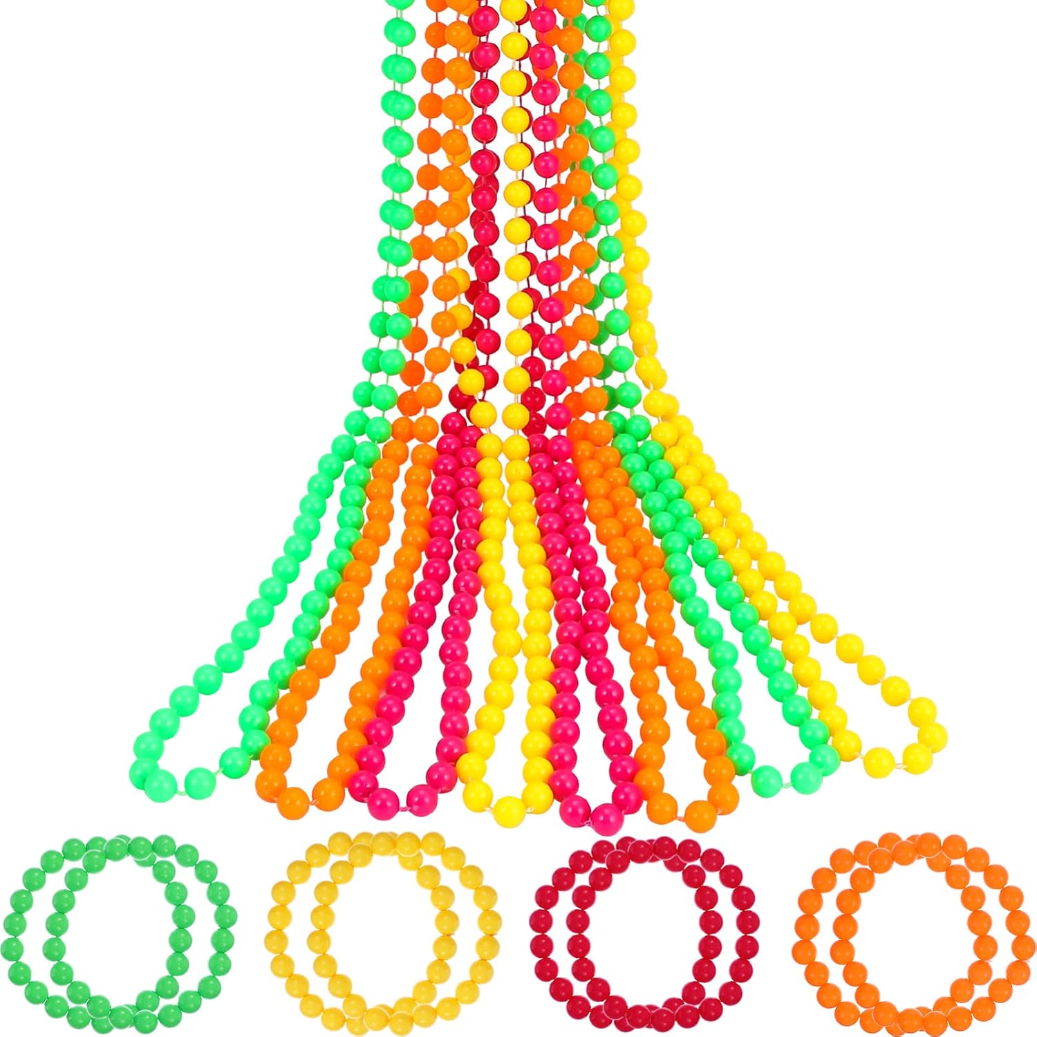 ifundom 16pcs Neon Beads Necklaces and Bracelets Colorful Neon Beaded Necklaces Bracelets Costume Accessories Set for Women Girls 80s Costume Cosplay Party Fancy Dress Jewelry Decor
