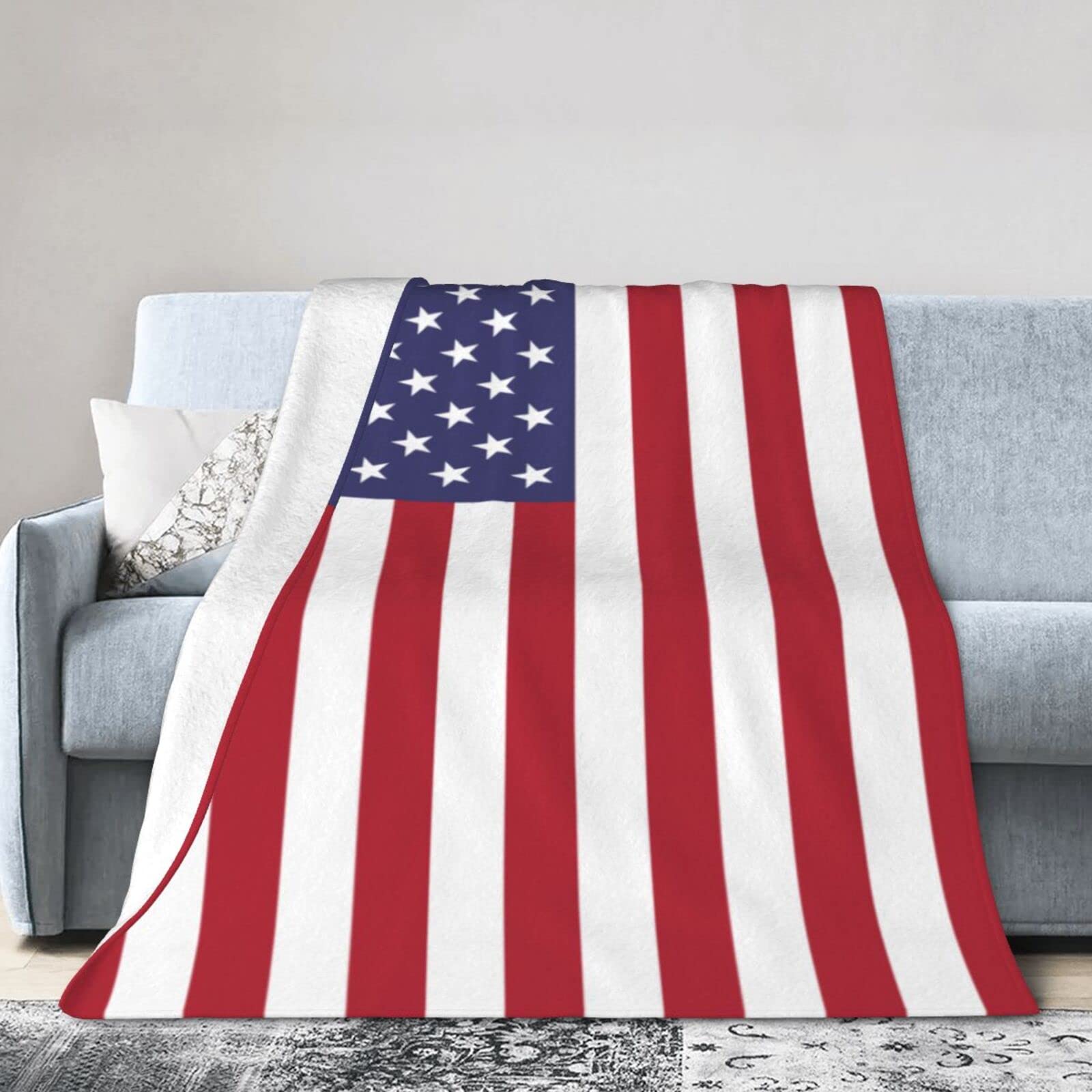 Melbrakin U.s. Flag Blanket Throw Blanket Flannel Fleece Blanket Soft Fuzzy Lightweight Blanket For Sofa Bedroom Couch 60"X50"