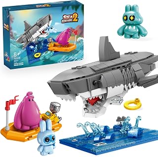 KAZI Shark Building Blocks Set, 401 Pcs Ocean Animal STEM Toy for Kids 8-12