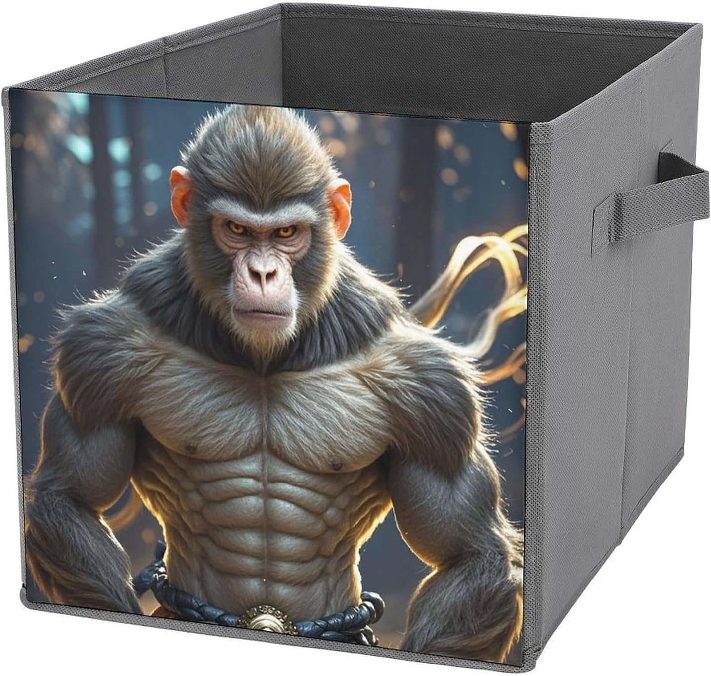 Folding Storage Bins Oxford Fabric Clothes Storage Boxes with Handles | Invincible Monkey Cube Organizer, Easy to Store, Multi Functional Cube Storage Organizer for Office Bedroom