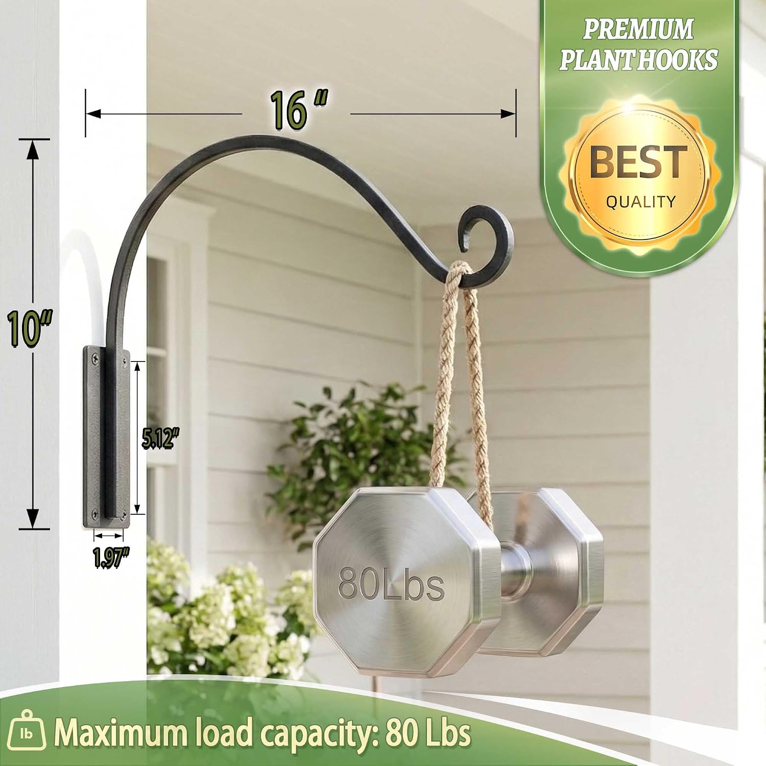 Heavy Duty Plant Hanger Bracket: 16 Inch 2 Pack Hanging Plant Bracket image 3