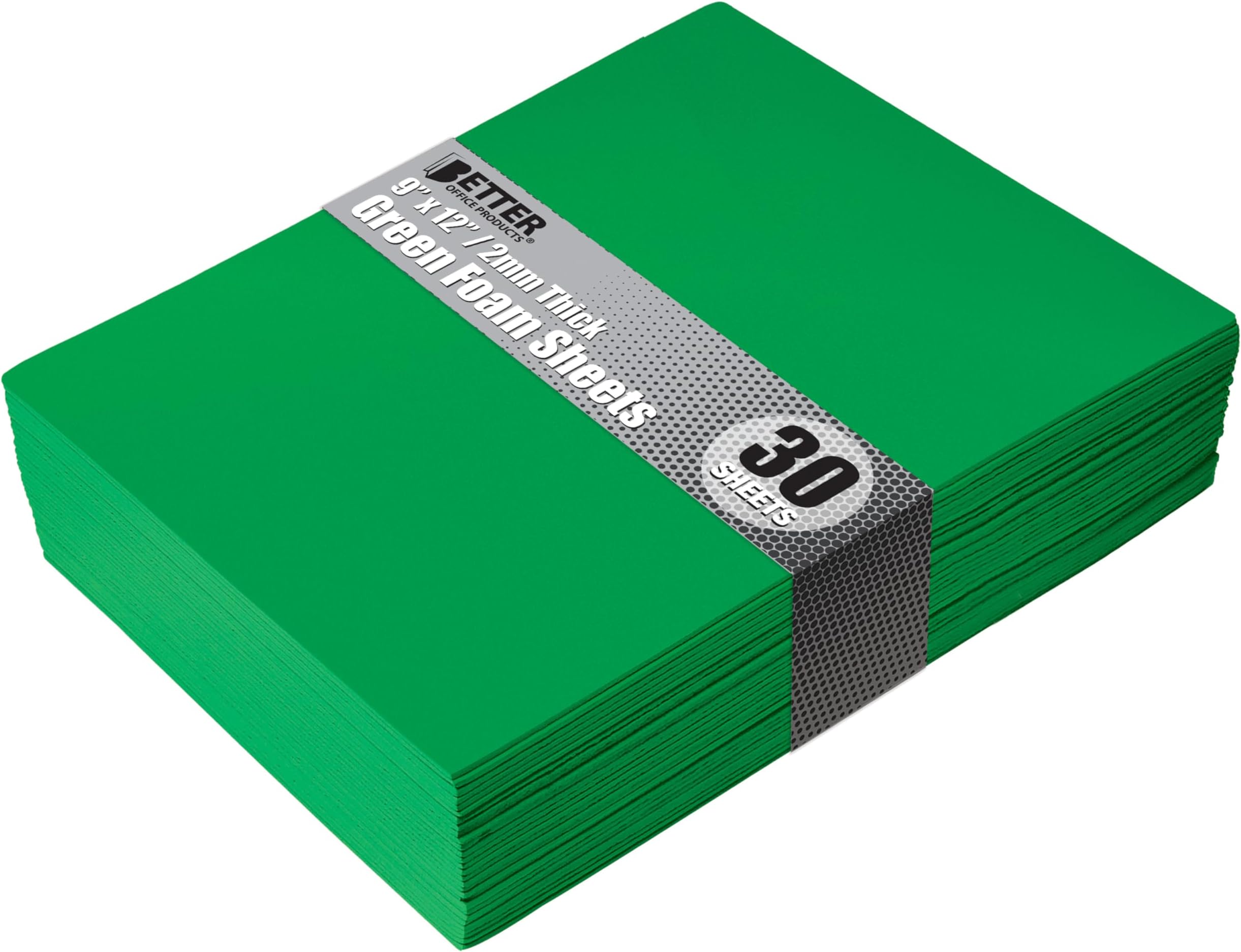Better Office Products Green EVA Foam Sheets, 30 Pack, 2mm Thick, 9 x 12 Inch, Green Color, for Arts and Crafts, 30 Sheets Bulk Pack