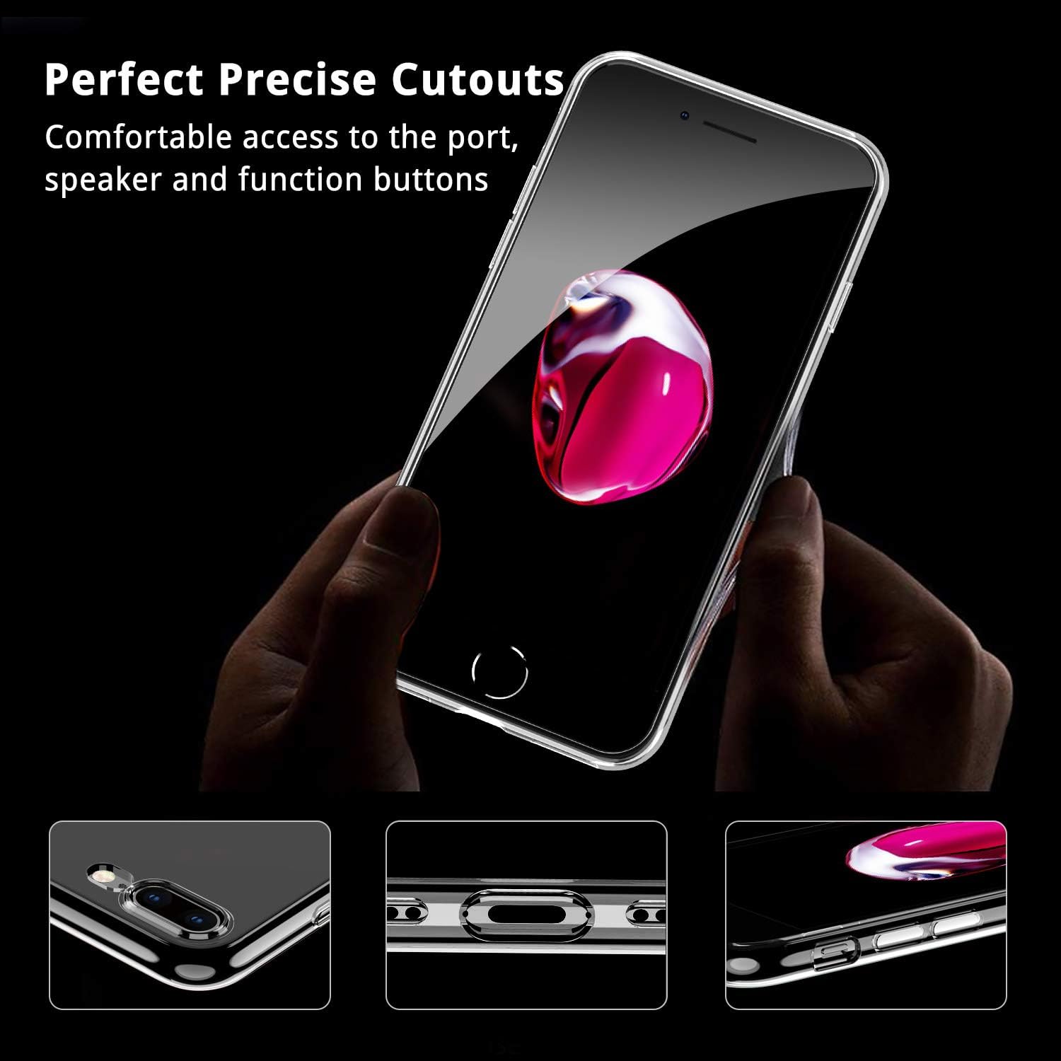 UNBREAKcable Case for iPhone 8 Plus/iPhone 7 Plus, Ultra-Thin Slim Soft TPU Silicone Protective Transparent Case Cover for iPhone 8 Plus iPhone 7 Plus - Crystal Clear
