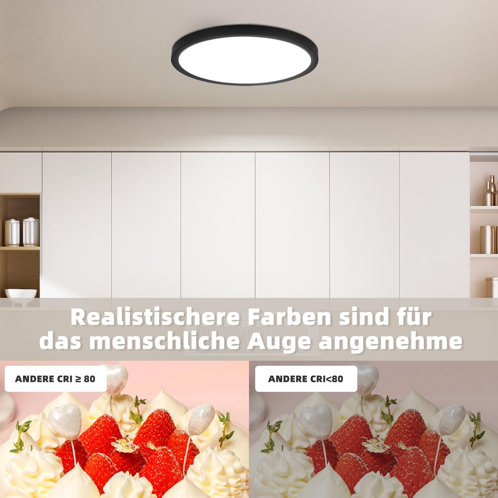 LED Deckenleuchte Schwarz Küchenlampe Rund Deckenlampe 24W