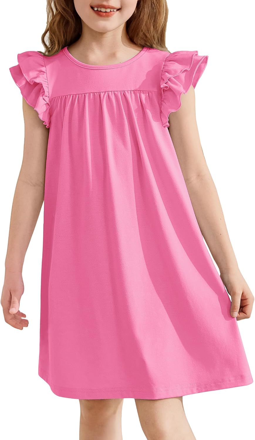 Arshiner Girls Nightgowns Cute Ruffle Short Sleeves Princess Pajamas Nightdress Sleepwear