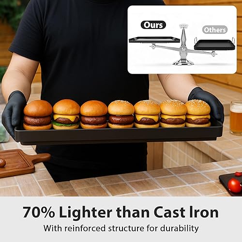 Miniatura 49 de Utheer Plancha reversible de cerámica de aluminio de 16.3 x 13 pulgadas, 50% más ligera, placa de parrilla plana y acanalada antiadherente 2 en 1