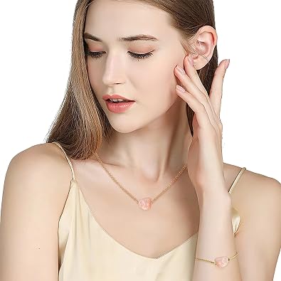 Raw Natural Citrine Crystal Jewelry Set Bracelet and Pendant Necklace with Gold Colored Adjustable Chain for Beauty, Love and Positive Energy